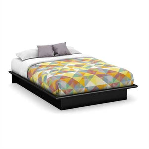 Queen size Platform Bed Frame in Modern Black Wood Finish