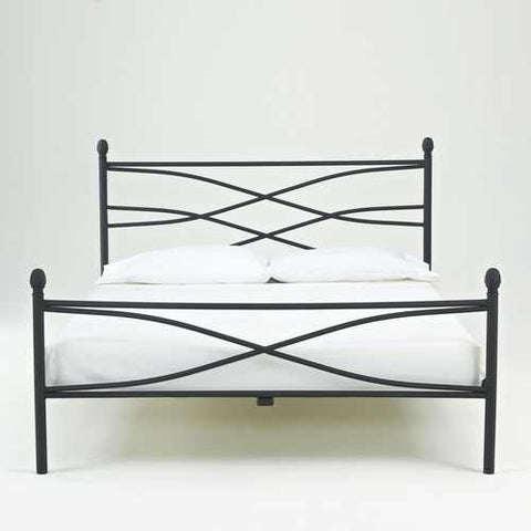 Image of Queen size Matte Black Metal Platform Bed Frame with Headboard and Footboard