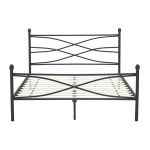 Queen size Matte Black Metal Platform Bed Frame with Headboard and Footboard