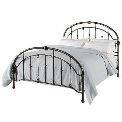 Image of Queen size Metal Bed in Antique Bronze Pewter Finish with Headboard and Footboard