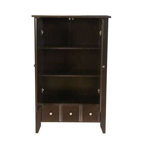 Image of Bedroom Wardrobe Armoire Cabinet in Dark Brown Mocha Wood Finish