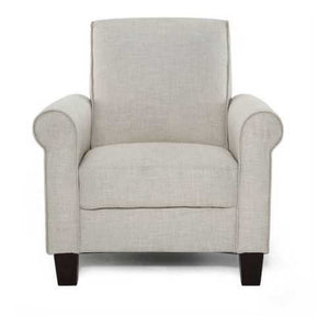 Taupe Tan Linen Upholstered American Style Living Room Arm Chair