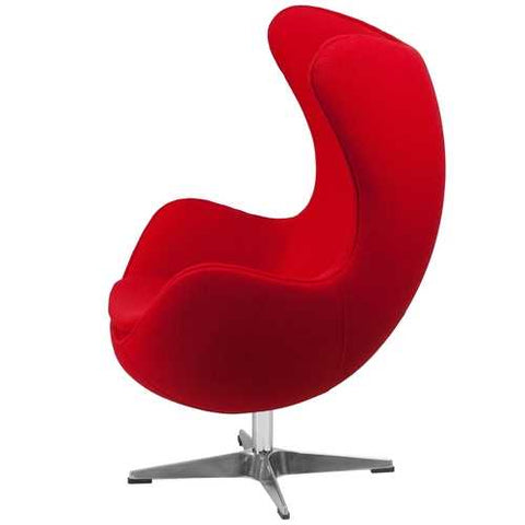 Image of Red Wool Fabric Contemporary Armchair Egg Shaped Living Room Accent Chair