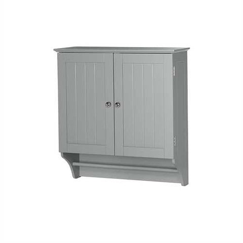 Image of Gray 2-Door Bathroom Wall Cabinet with Towel Bar