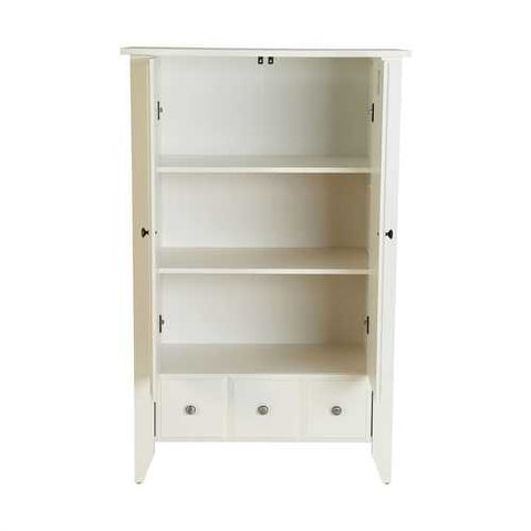 Image of Classic Bedroom Armoire Wardrobe Cabinet in Soft White Wood Finish