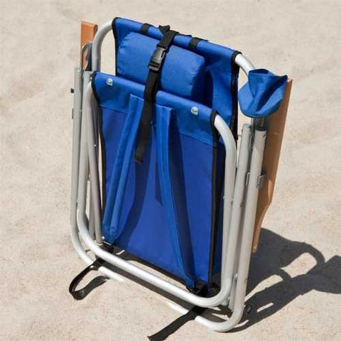 Image of Royal Blue Beach Chair Recliner with Backpack Carrying Straps