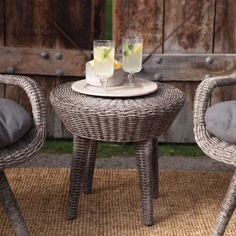 Image of Weather Resistant Wicker Resin Patio Furniture Set with 2 Chairs Cushions and Side Table