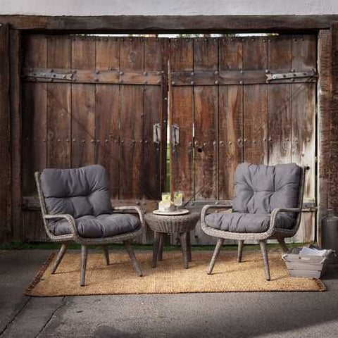 Image of Weather Resistant Wicker Resin Patio Furniture Set with 2 Chairs Cushions and Side Table