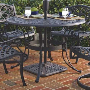 48-inch Round Black Metal Outdoor Patio Dining Table with Umbrella Hole