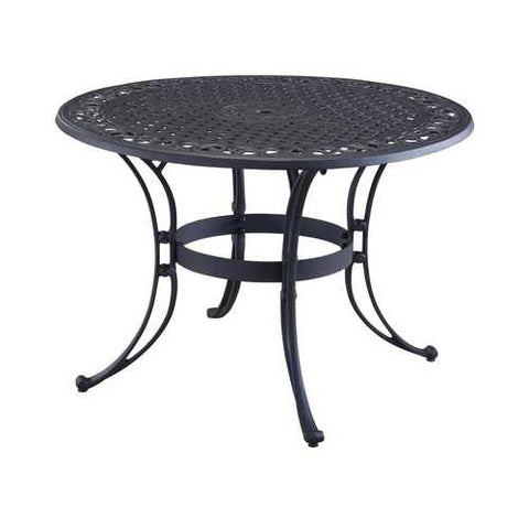 Image of 48-inch Round Black Metal Outdoor Patio Dining Table with Umbrella Hole