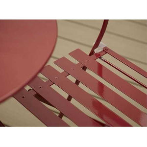 Red 3-Piece Folding Outdoor Patio Furniture Bistro-Style Table and Chairs Set