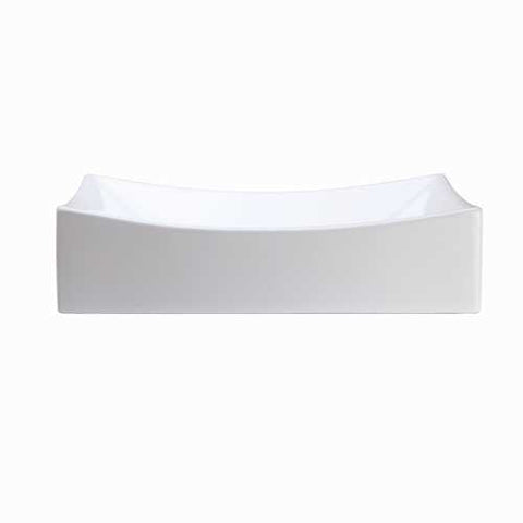 Image of Modern Rectangular White Ceramic Vessel Bathroom Sink with Curved Interior