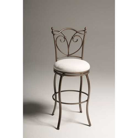 Image of Curved Wire Metal 30-inch Barstool with Soft Upholstered Swivel Seat