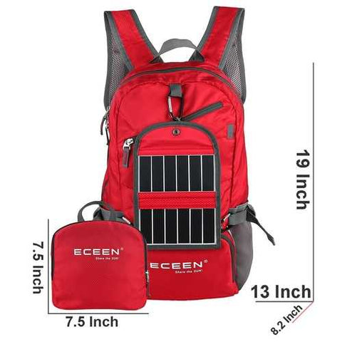 Image of Red 3.25 Watt Solar Backpack Cell Phone Tablet Battery Charger