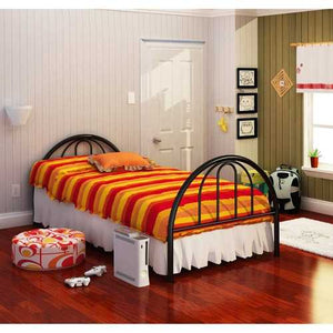 Twin Black Metal Platform Bed Frame with Arch Headboard & Footboard