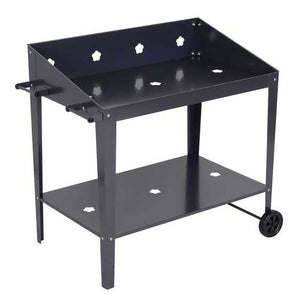 Black Metal Garden Potting Bench with Wheels