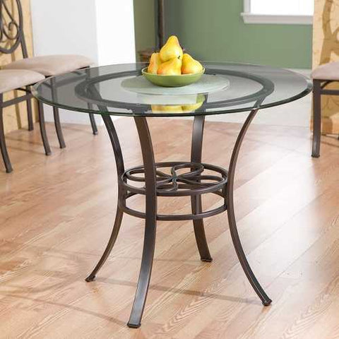 Image of Round Glass Top Dining Table with Durable Metal Base