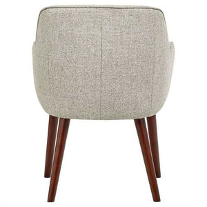 Mid-Century Style Modern Accent Dining Chair with Wood Legs and Light Grey Fabric Seat