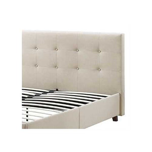 Full size Tan Linen Upholstered Platform Bed Frame with Button-Tufted Headboard