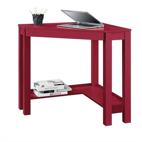 Image of Red Corner Writing Laptop Desk with Drawer - Great for Small Spaces