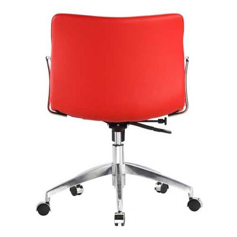 Image of Red Faux Leather Upholstered Mid-century Modern Mid-Back Office Chair