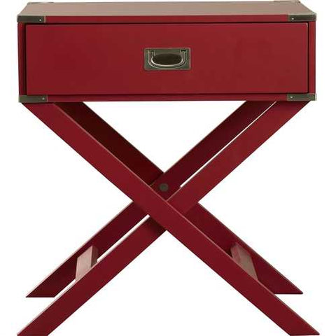 Image of Modern 1-Drawer French Dovetail End Table Nightstand in Red Wood