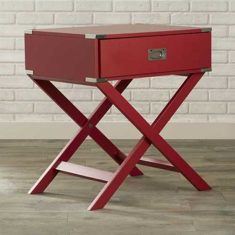 Image of Modern 1-Drawer French Dovetail End Table Nightstand in Red Wood