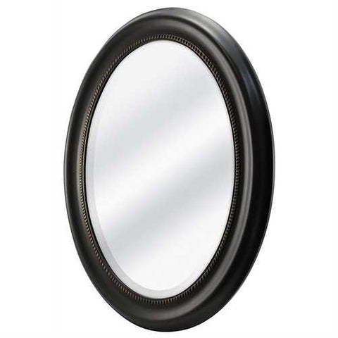 Image of Round Oval Bathroom Wall Mirror with Beveled Edge and Bronze Frame