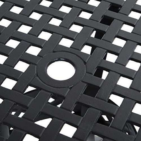 Image of Round Metal 36-inch Outdoor Patio Table in Black Cast Aluminum