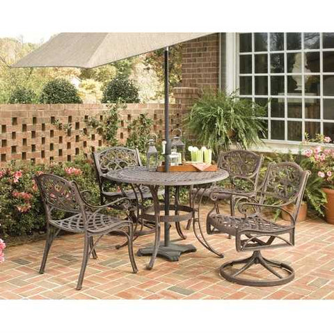 Image of 48-inch Round Outdoor Patio Table in Rust Brown Metal with Umbrella Hole