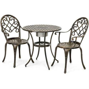 Outdoor 3-Piece Patio Furniture Bistro Set in Antique Copper Finish