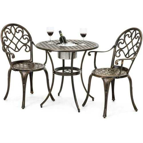 Image of Outdoor 3-Piece Patio Furniture Bistro Set in Antique Copper Finish