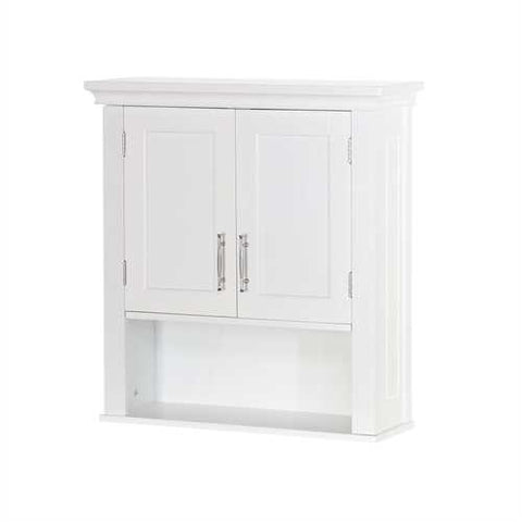 Image of White Bathroom Wall Cabinet Cupboard with Open Shelf