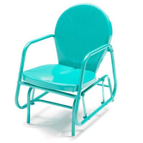 Image of Aqua Teal Turquoise Blue Outdoor Retro Modern Classic Patio Glider Chair