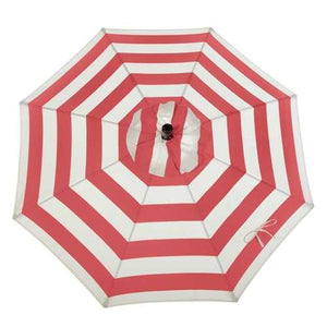 Coral Red White Stripe 7.5-Ft Outdoor Patio Umbrella with Metal Pole