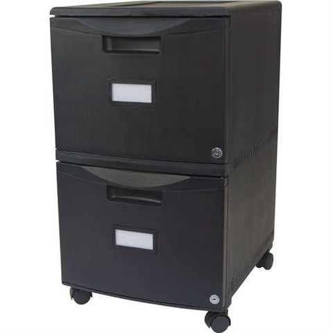 Image of Black 2-Drawer Locking Letter/Legal size File Cabinet with Casters/Wheels