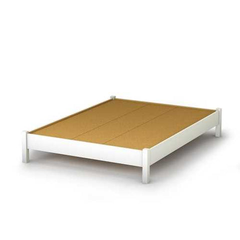 Image of Full size Simple Platform Bed in White Finish - Modern Design