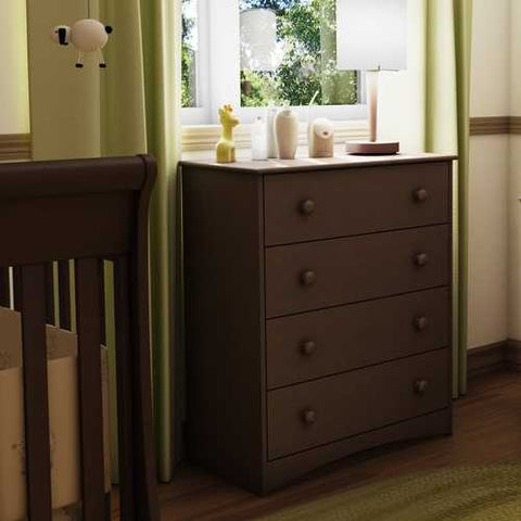 Image of 4 Drawer Child Bedroom Chest in Espresso Finish - Great for Nursery