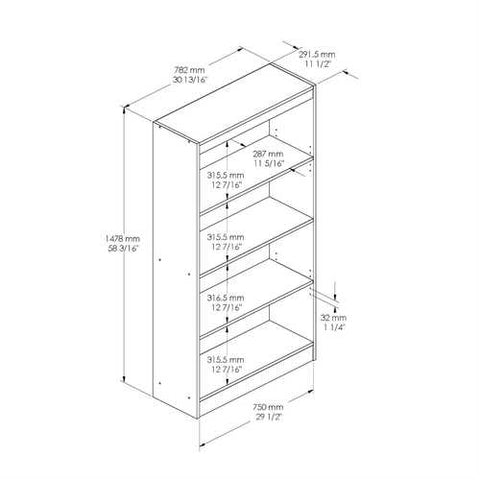 Image of 4-Shelf Bookcase in Natural Maple Finish