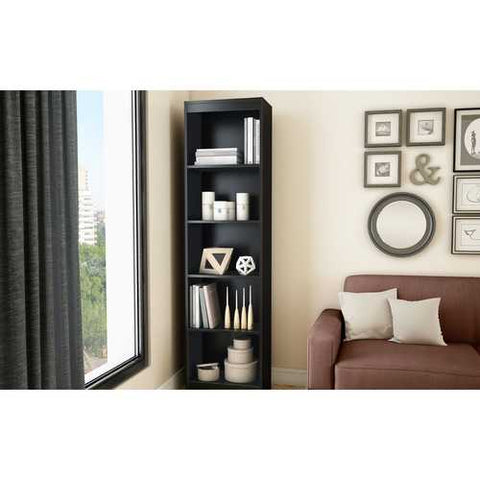 Image of 5-Shelf Narrow Bookcase Black Finish