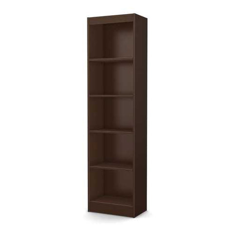 Image of 5-Shelf Narrow Bookcase in Chocolate Brown Finish