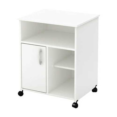 Image of Modern Home Office Printer Stand Cart with Casters in White