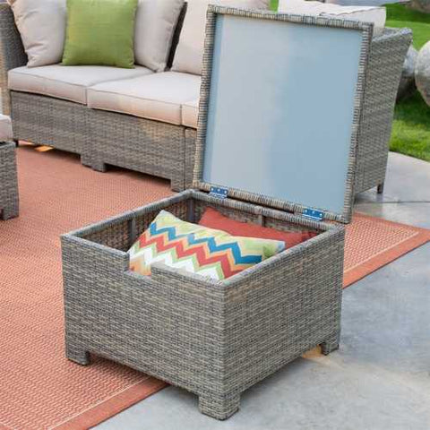 Image of Natural Outdoor Wicker Resin Patio Furniture Conversation Set