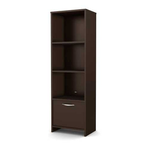 Image of 3-Shelf Bookcase with Bottom Door Storage Space in Chocolate