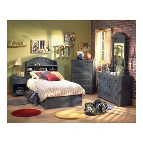 Image of Twin size Platform Bed with 3 Storage Drawer in Dark Blueberry Finish