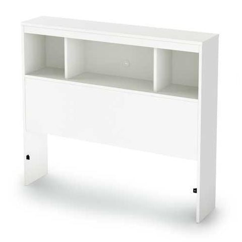 Image of Twin size Modern Bookcase Headboard in White Wood Finish