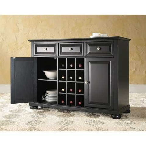 Image of Black Wood Sideboard Buffet Server Table Dining Storage Cabinet