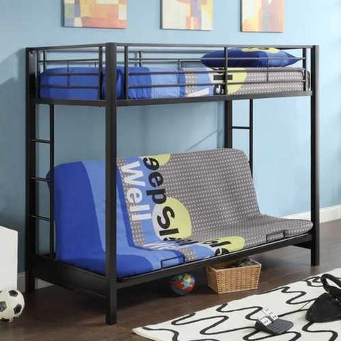 Image of Black Metal Twin over Full-size Futon Bunk Bed Frame