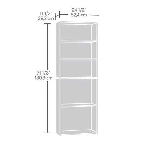 Image of Contemporary 5-Shelf Bookcase Bookshelf in Soft White Wood Finish - Made in USA