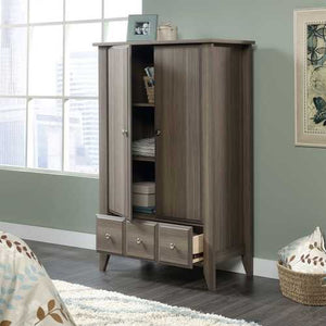 Bedroom Wardrobe Armoire Storage Cabinet in Ash Wood Finish